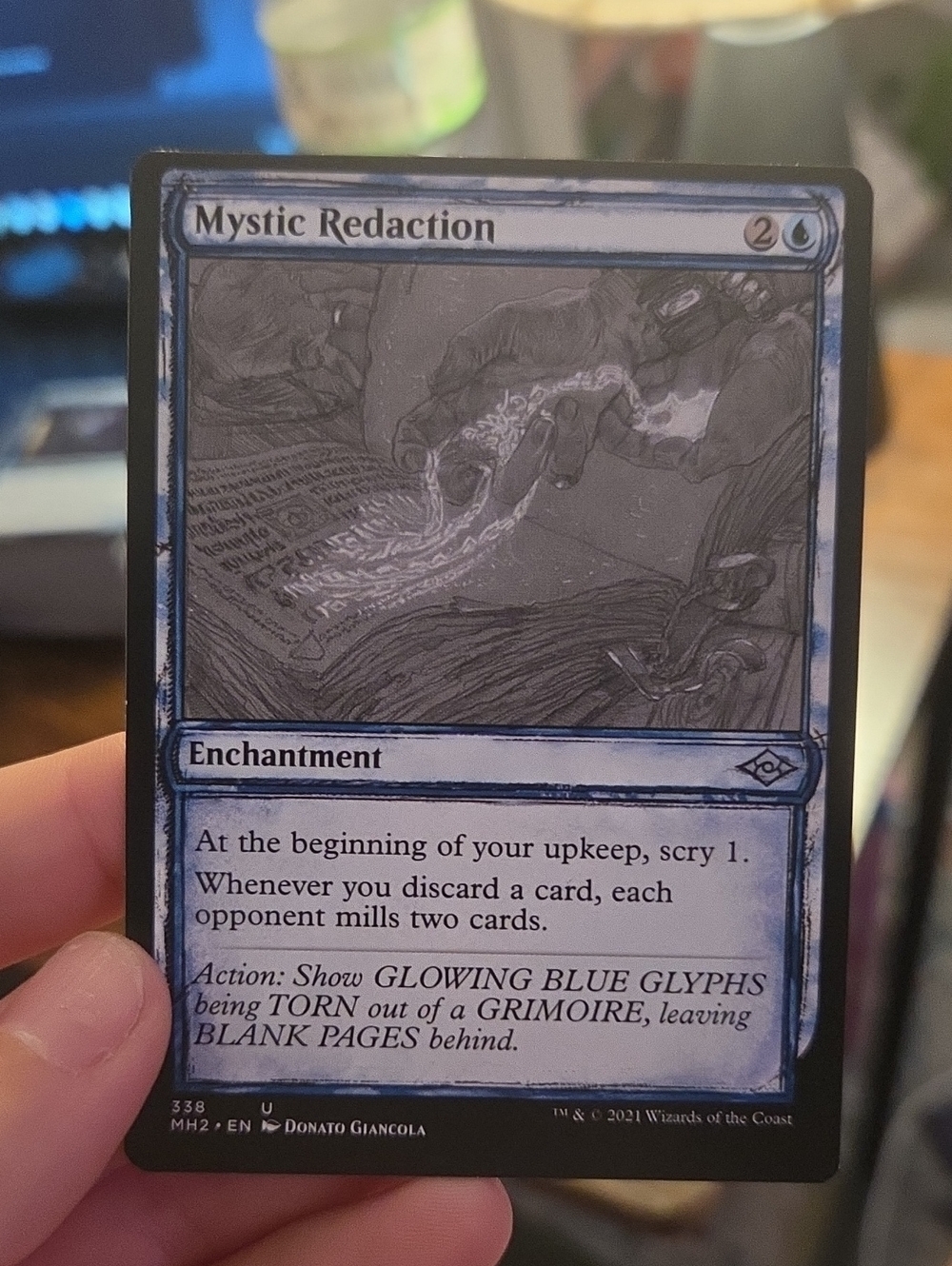 Mystic Redaction Blue Enchantment Trading Card